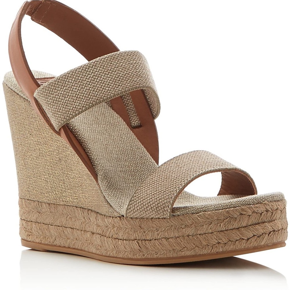 Tory Burch Two Band Slingback Espadrille Wedges 7
